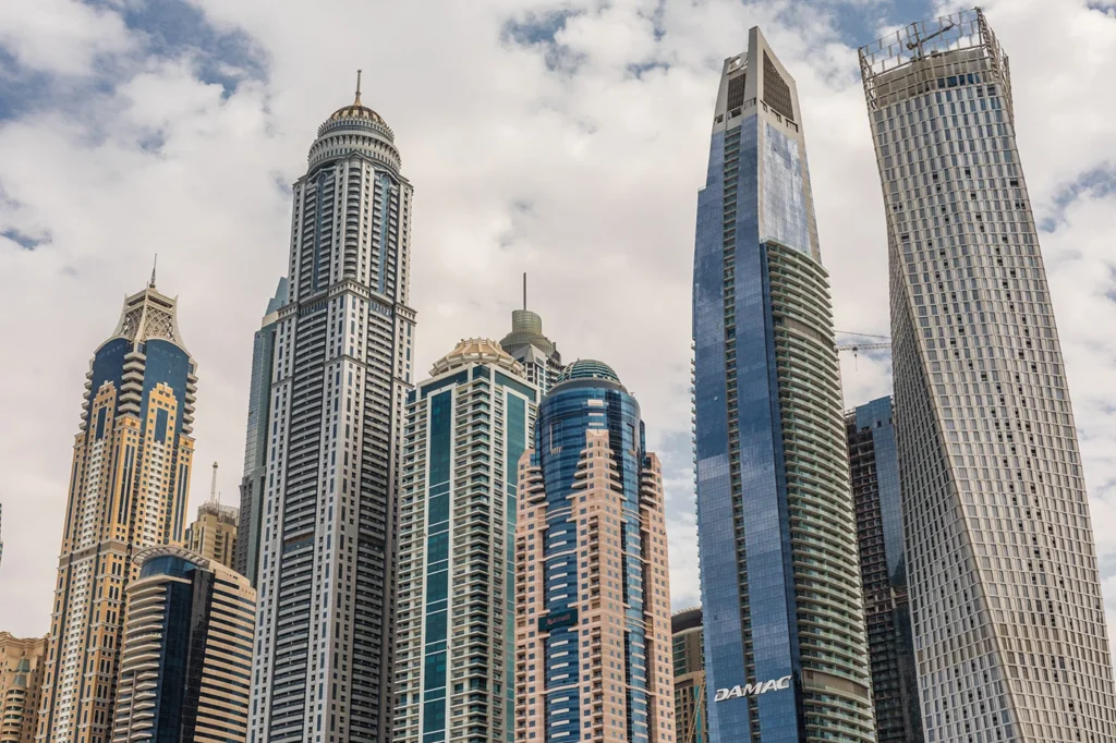 Princess Tower and Cayan Tower Dubai Marina skyline &mdash; Dubai property price in Indian rupees 2026