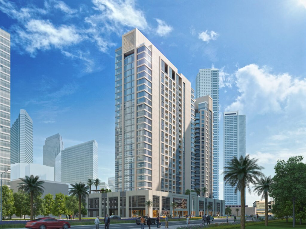 Mid-rise residential apartment tower in Business Bay Dubai — benefits of buying property in Dubai for Indian investors